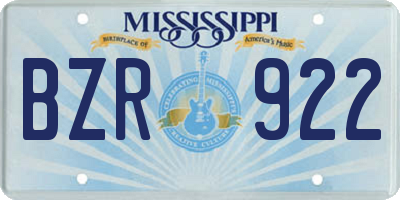 MS license plate BZR922