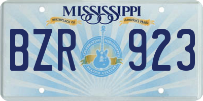 MS license plate BZR923