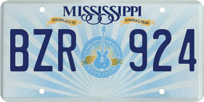 MS license plate BZR924