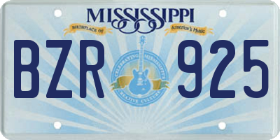 MS license plate BZR925