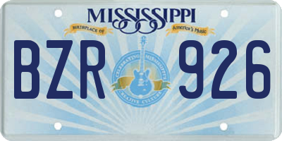 MS license plate BZR926