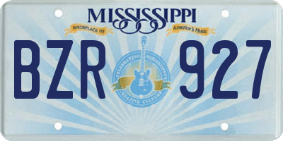 MS license plate BZR927