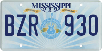 MS license plate BZR930