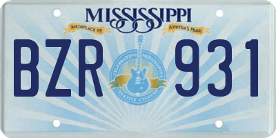 MS license plate BZR931