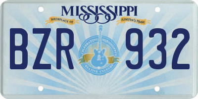MS license plate BZR932
