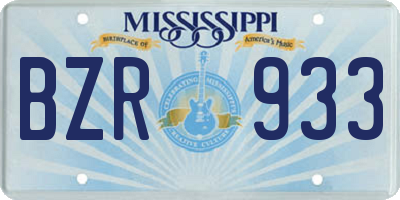 MS license plate BZR933