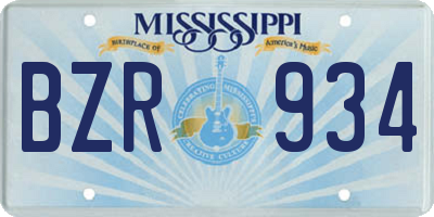 MS license plate BZR934