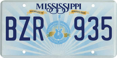 MS license plate BZR935