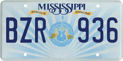 MS license plate BZR936
