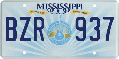 MS license plate BZR937