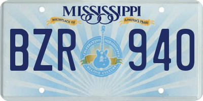 MS license plate BZR940
