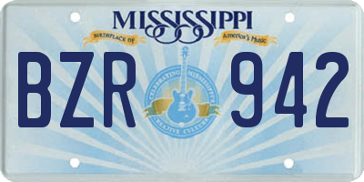 MS license plate BZR942