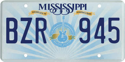 MS license plate BZR945