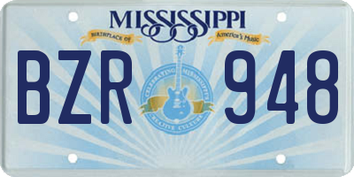 MS license plate BZR948