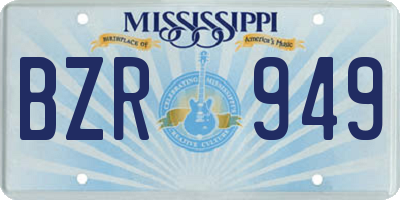 MS license plate BZR949