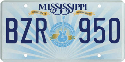 MS license plate BZR950