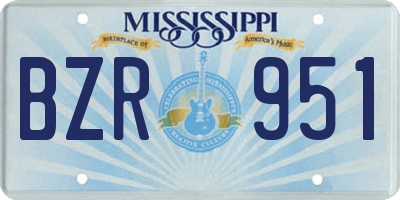 MS license plate BZR951