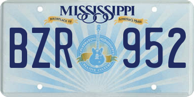 MS license plate BZR952