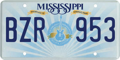 MS license plate BZR953