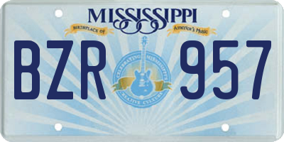 MS license plate BZR957