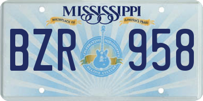 MS license plate BZR958
