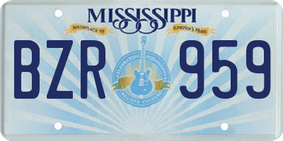 MS license plate BZR959