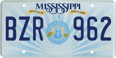 MS license plate BZR962