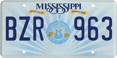 MS license plate BZR963