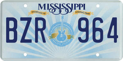 MS license plate BZR964