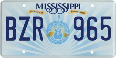 MS license plate BZR965