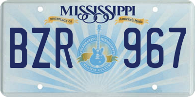 MS license plate BZR967