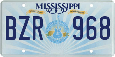 MS license plate BZR968