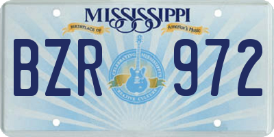 MS license plate BZR972
