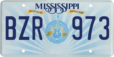 MS license plate BZR973
