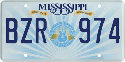 MS license plate BZR974