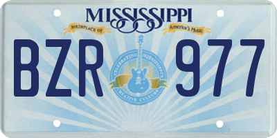 MS license plate BZR977