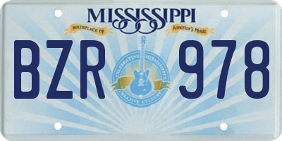MS license plate BZR978