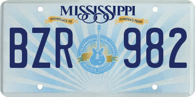 MS license plate BZR982