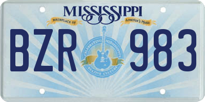 MS license plate BZR983