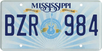 MS license plate BZR984