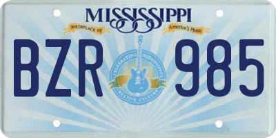 MS license plate BZR985