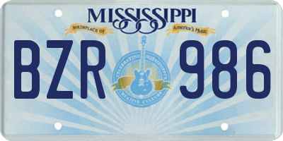 MS license plate BZR986