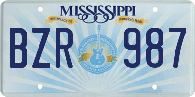 MS license plate BZR987