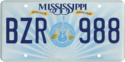 MS license plate BZR988