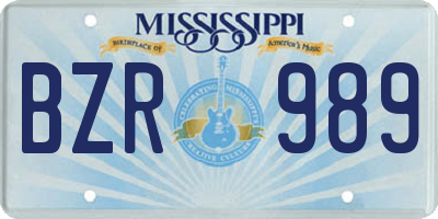 MS license plate BZR989