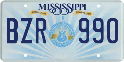 MS license plate BZR990