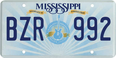 MS license plate BZR992