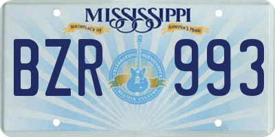 MS license plate BZR993
