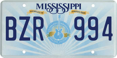 MS license plate BZR994