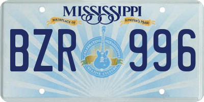MS license plate BZR996